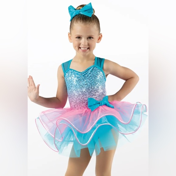 Weissman Tap Dancing Song costume tutu, pink blue, SC